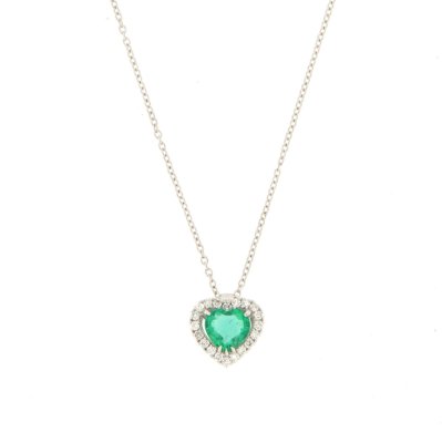 Girocollo con smeraldo a cuore e brillanti