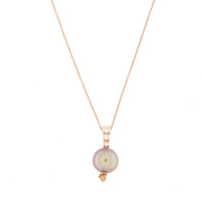 Girocollo trilogy con perla rosa
