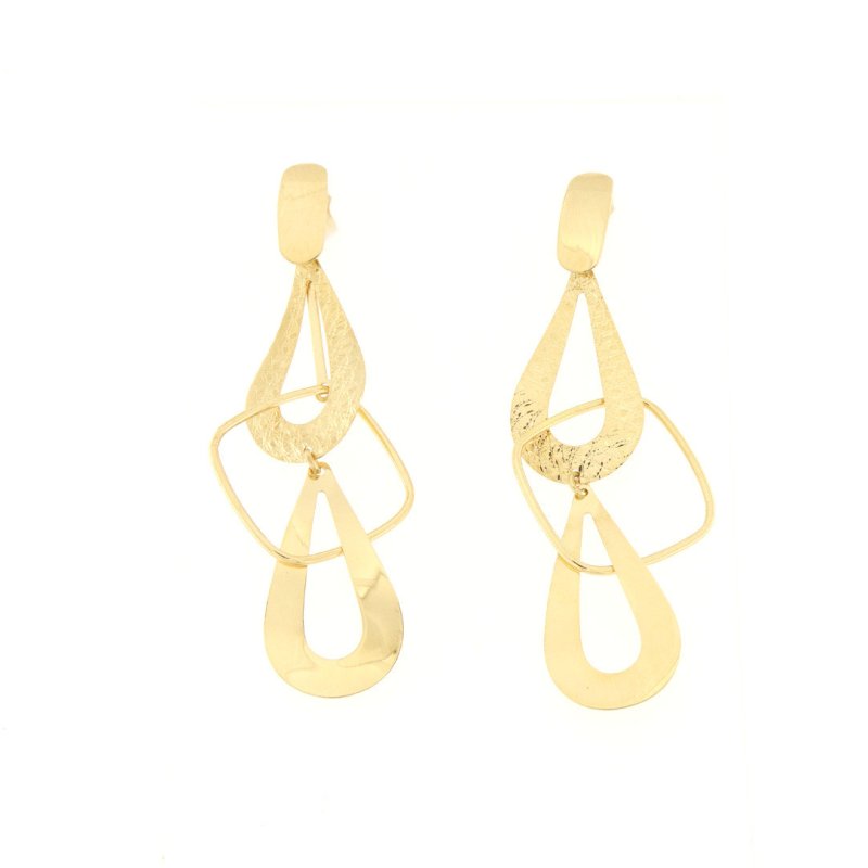 Orecchini pendenti drop in oro giallo