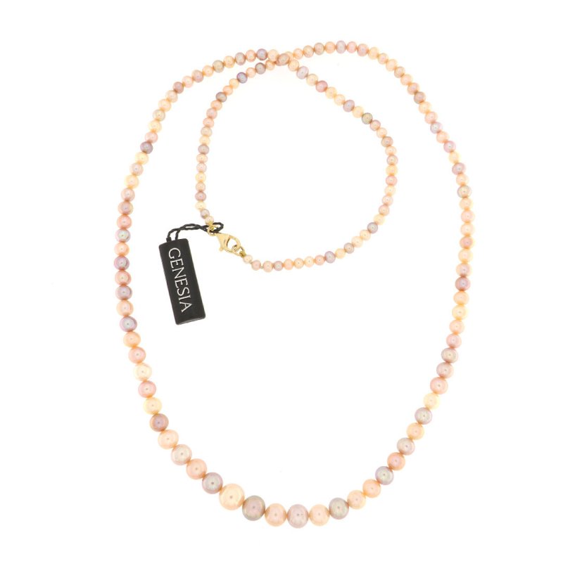 Collana lunga con perle fresh rosa in gradazione