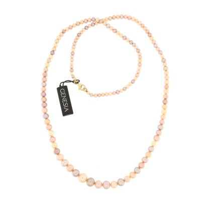 Collana lunga con perle fresh rosa in gradazione