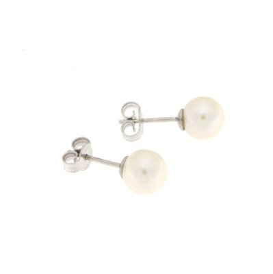 Orecchini in oro bianco con perla 7- 7,5 mm
