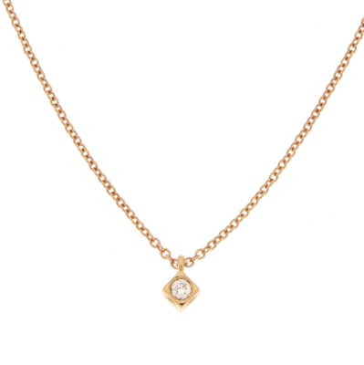 Girocollo cube in oro rosa e brillante 0,05 ct