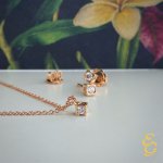 Girocollo cube in oro rosa e brillante 0,05 ct - Foto 3