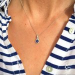 Girocollo a goccia con zaffiro blu e brillanti - Foto 3