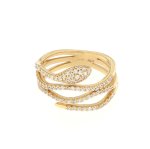 Anello snake in oro giallo e zirconi - Foto 2