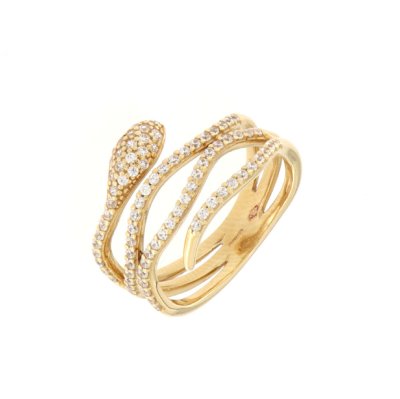 Anello snake in oro giallo e zirconi