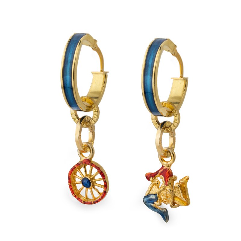 Orecchini boccole smalti blu