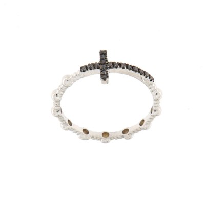 Fedina con croce di brillanti black 0,11 ct