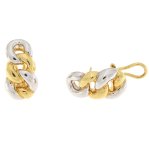Orecchini a maglia in oro giallo e bianco - Foto 3