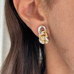 Orecchini a maglia in oro giallo e bianco - Foto 6