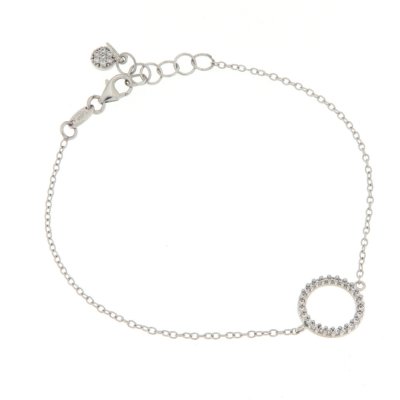 Bracciale cerchio della vita in oro bianco e zirconi