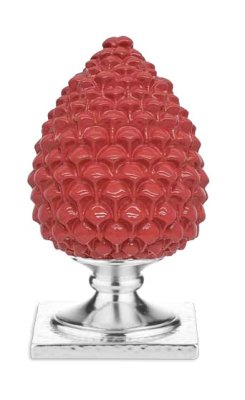 Pigna rossa base argento 13 cm
