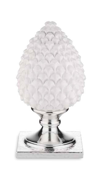 Pigna bianca base argento 19 cm