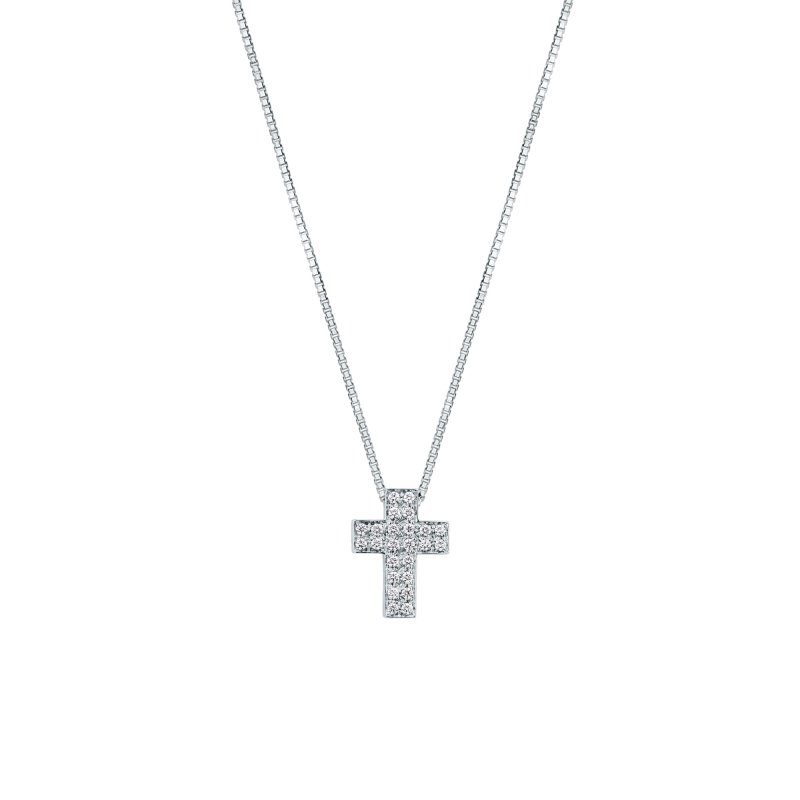 Girocollo con croce pavè 0,14 ct