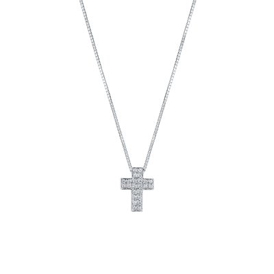 Girocollo con croce pavè 0,14 ct