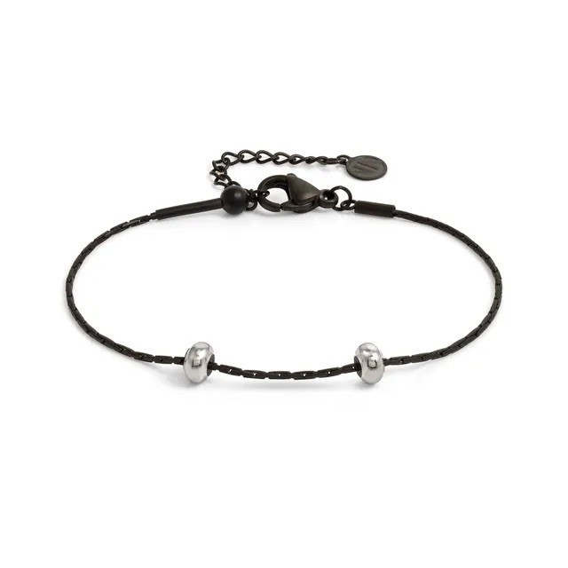 Seimia bracciale in acciaio nero con stopper