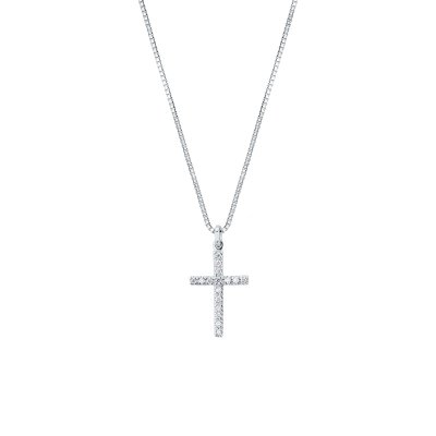 Girocollo in oro bianco con croce di brillanti 0,008 ct