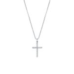Girocollo in oro bianco con croce di brillanti 0,008 ct - Foto 1
