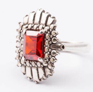 Anello etoile zircone rosso